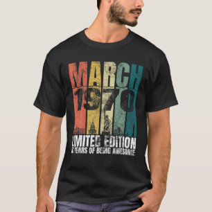 Vintage March 1970 Bday Gifts 51 Years Old 51St Bi T-Shirt