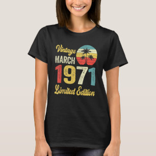 Vintage March 1971 51 Years Old Birthday 2 T-Shirt