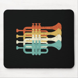 Vintage Marching Band Trumpet Player Retro Design  Mouse Pad