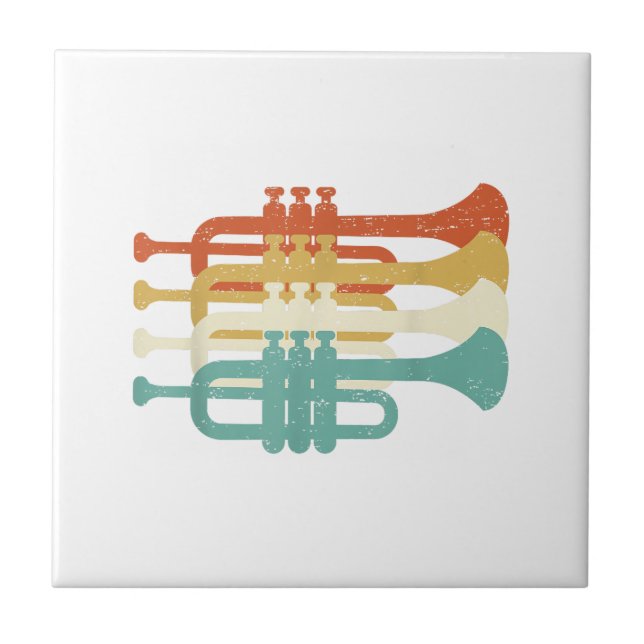 Vintage Marching Band Trumpet Player Retro Design  Tile (Front)