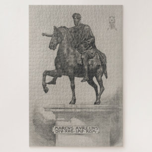 Vintage Marcus Aurelius Statue Illustration (1889) Jigsaw Puzzle
