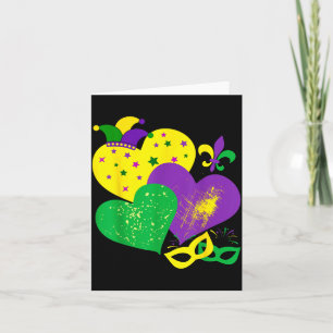 Vintage Mardi Gras 2025 Cute Hearts Valentine Wome Card