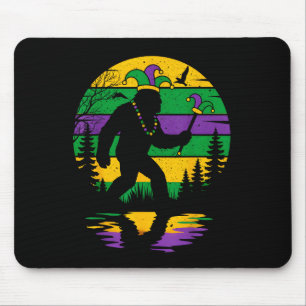 Vintage Mardi Gras Bigfoot Sasquatch Funny Boy Men Mouse Pad