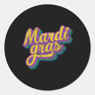 Vintage Mardi Gras Gift Retro Masquerade Costume B Classic Round Sticker