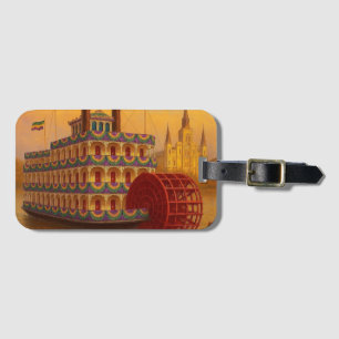 Vintage Mardi Gras Paddlewheel steamboat Luggage Tag