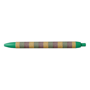 Vintage Mardi Gras striped Black Ink Pen