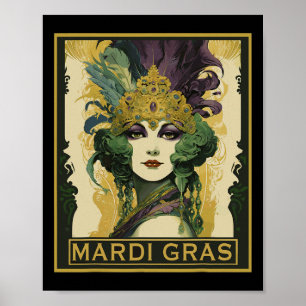 Vintage Mardi Gras Women 1  Poster
