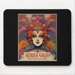 Vintage Mardi Gras Women Mouse Pad