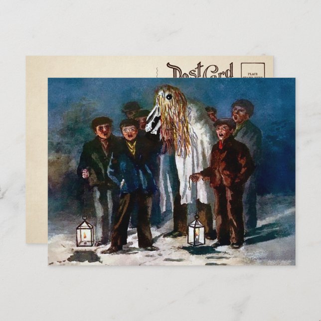 Vintage Mari Lwyd Christmas Postcard (Front/Back)