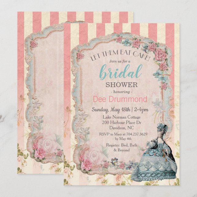 Vintage Marie Antoinette Bridal Shower  Invitation (Front/Back)