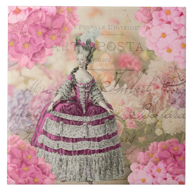 Vintage Marie Antoinette Ceramic Tile (Front)