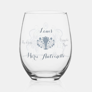 Vintage Marie Antoinette Rococo Blue Wedding Stemless Wine Glass