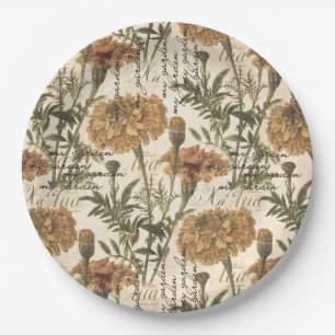 Vintage marigolds Paper Plates 9"