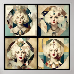 vintage marilyn collage deco 4/4 all in one poster
