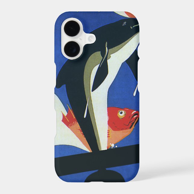 Vintage Marine Life, Dolphin and Goldfish (Back)