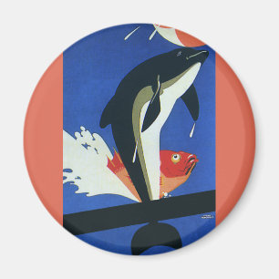 Vintage Marine Life, Dolphin and Goldfish Magnet