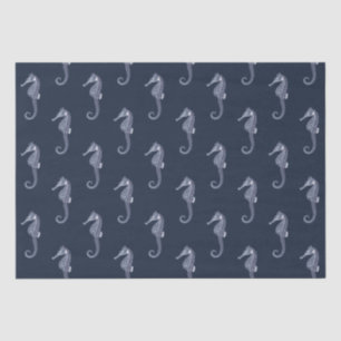 Vintage Marine Life Seahorse on Navy Blue Tissue Paper
