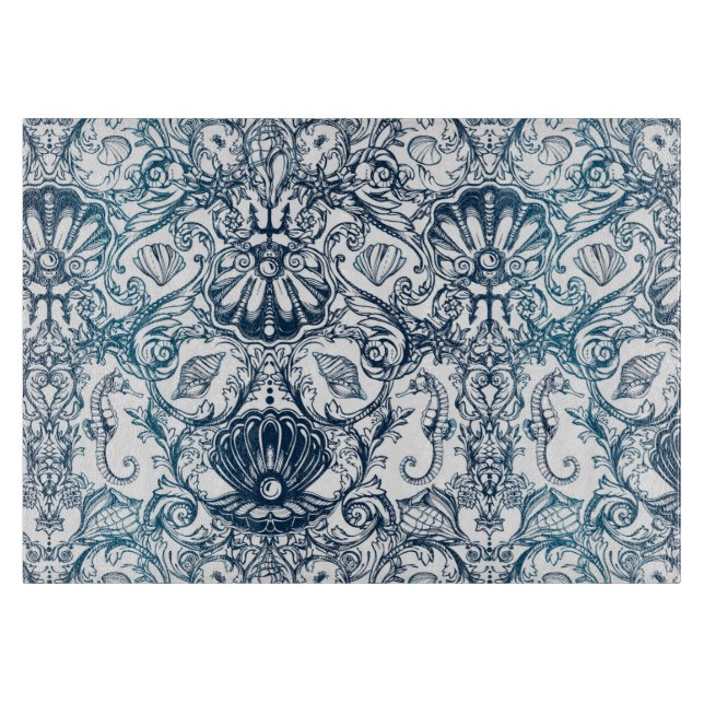 Vintage Marine Pattern Cutting Board (Front)