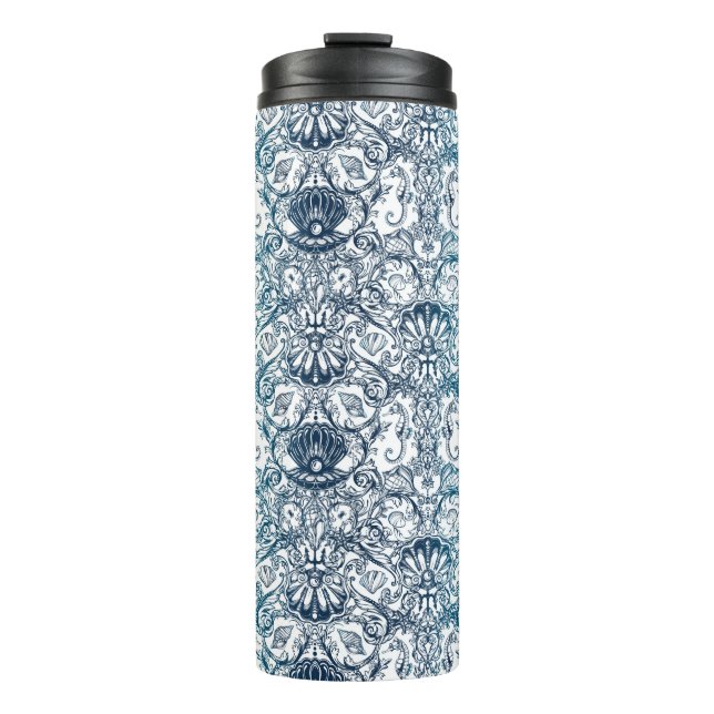 Vintage Marine Pattern Thermal Tumbler (Front)