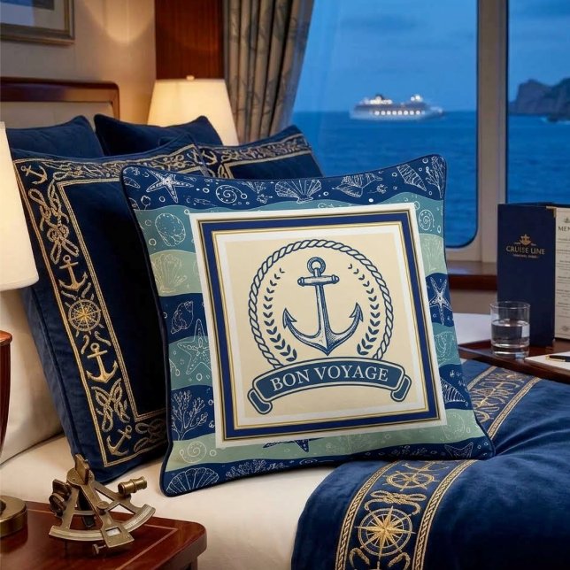 Vintage Maritime Anchor Rope Frame Ocean Cushion (Creator Uploaded)