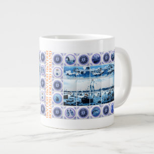 Vintage Maritime Holland Delftware Style Amsterdam Large Coffee Mug