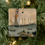 Vintage Maritime, New York Yacht Club Regatta Ceramic Ornament<br><div class="desc">Vintage illustration travel and transportation image The New York Yacht Club Regatta. Originally published by Currier & Ives,  1869. The New York Yacht Club Regatta features a maritime scene with sailboats and yachts lined up for the start of the race with a large audience on the beach watching.</div>