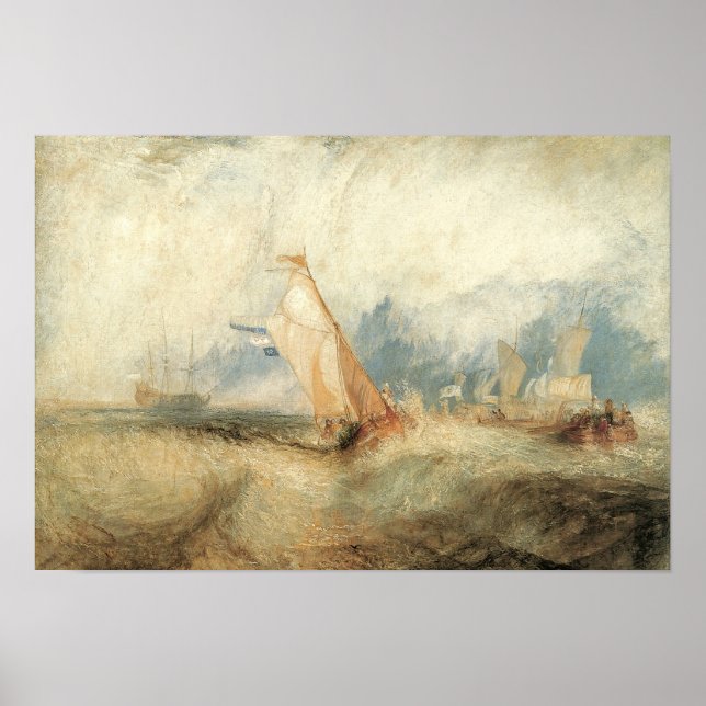 Vintage Maritime Ship Seascape by Joseph Turner Poster (Front)