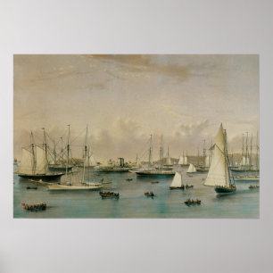 Vintage Maritime, Yacht Squadron at Newport Harbou Poster