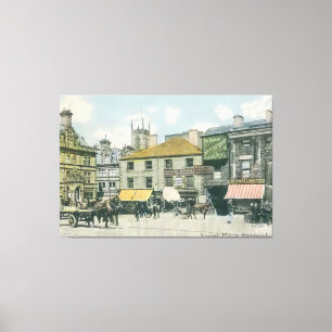 Vintage Market Scene - Huddersfield Marketplace Canvas Print