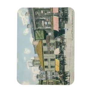Vintage Market Scene - Huddersfield Marketplace Magnet