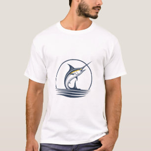 Vintage Marlin Fishing Logo - Retro Saltwater Fish T-Shirt