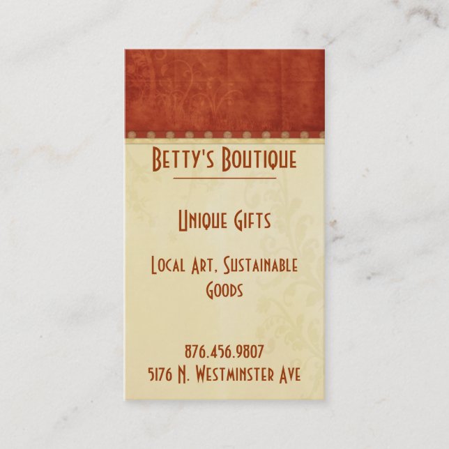 Vintage Maroon Business Card (Front)