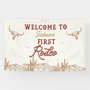 Vintage Maroon First Rodeo 1st Birthday Banner