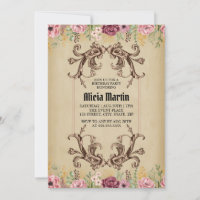 Vintage Maroon Gold Flora Parchment Birthday
