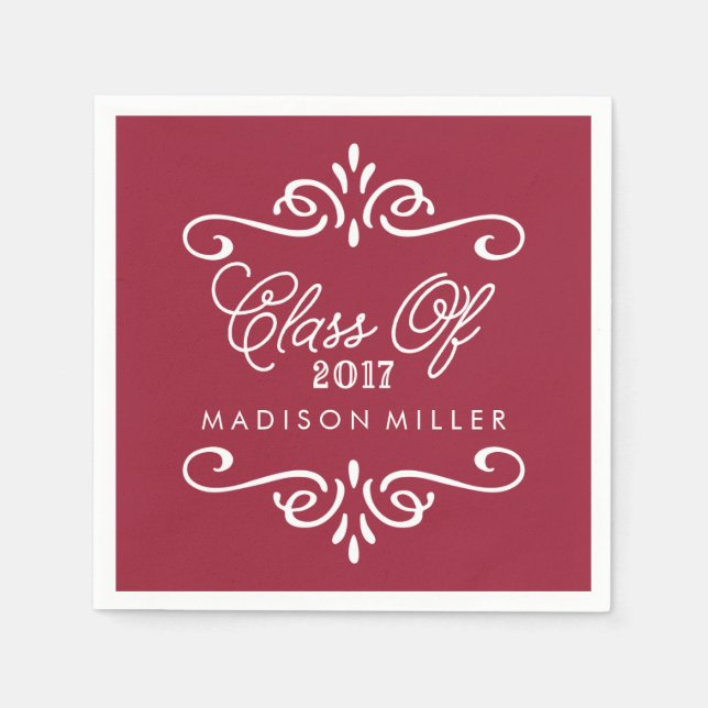Vintage Maroon | Graduation Napkins (Front)