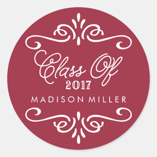 Vintage Maroon | Graduation Stickers (Front)