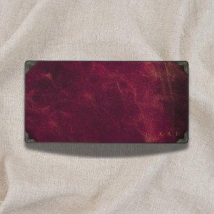 Vintage Maroon Leather Look Personalized Desk Mat