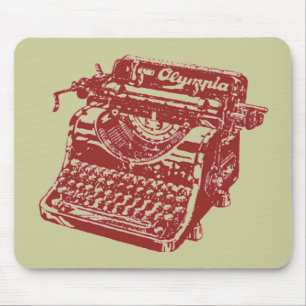 Vintage Maroon Typewriter Mouse Pad