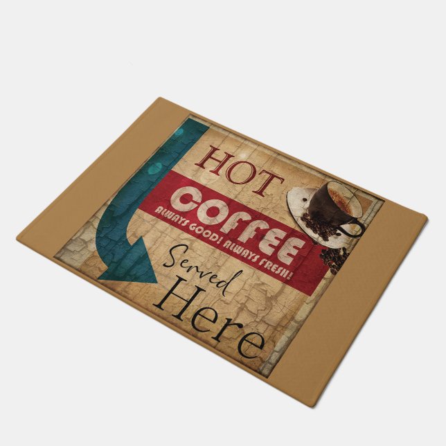 Vintage marquee coffee sign doormat (Angled)