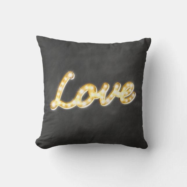 Vintage Marquee Lights Love Cushion - chalkboard (Front)