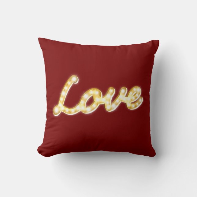 Vintage Marquee Lights Love Cushion - red (Front)