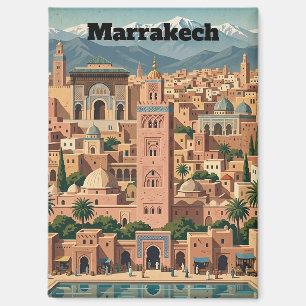 Vintage Marrakech Morocco Architecture Travel Magnet