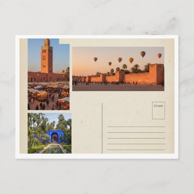 Vintage Marrakesh Morocco Travel Postcard (Front)