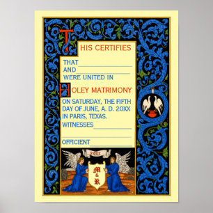 Vintage Marriage Certificate Template Poster