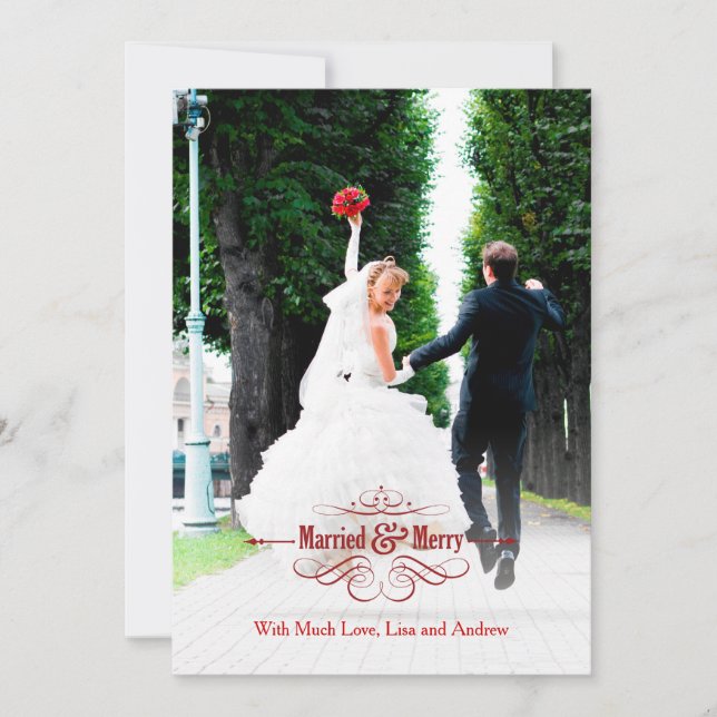 Vintage Married and Merry Holiday Card Groupon (Front)