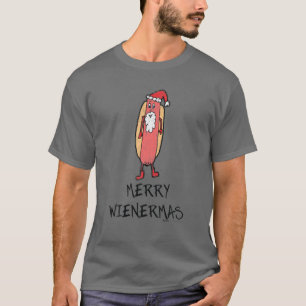 Vintage Marry Wienermas Silly Hot-Dog In Santa Hat T-Shirt