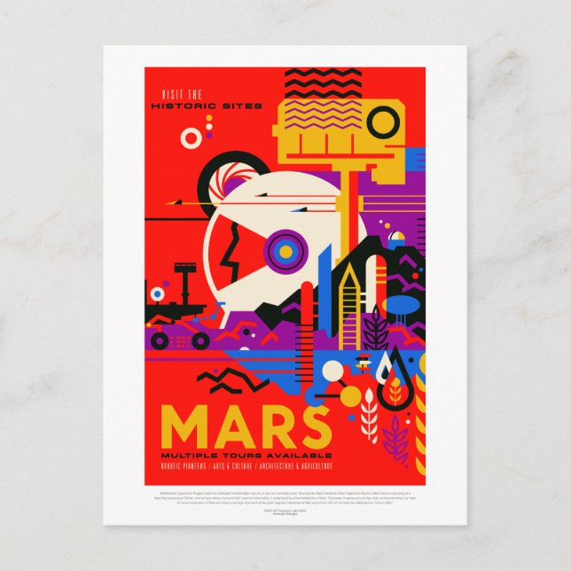Vintage Mars Historic Sites Space Travel Postcard (Front)