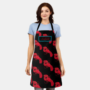 Vintage Marsden Hartley Red Lobster on Black Art Apron