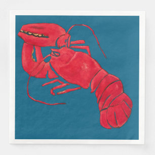 Vintage Marsden Hartley Red Lobster on Black Art Napkin