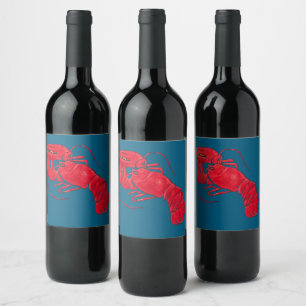 Vintage Marsden Hartley Red Lobster on Black Art Wine Label